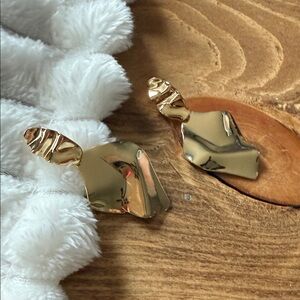 "Anne" Sculptural Gold Earrings; NWOT